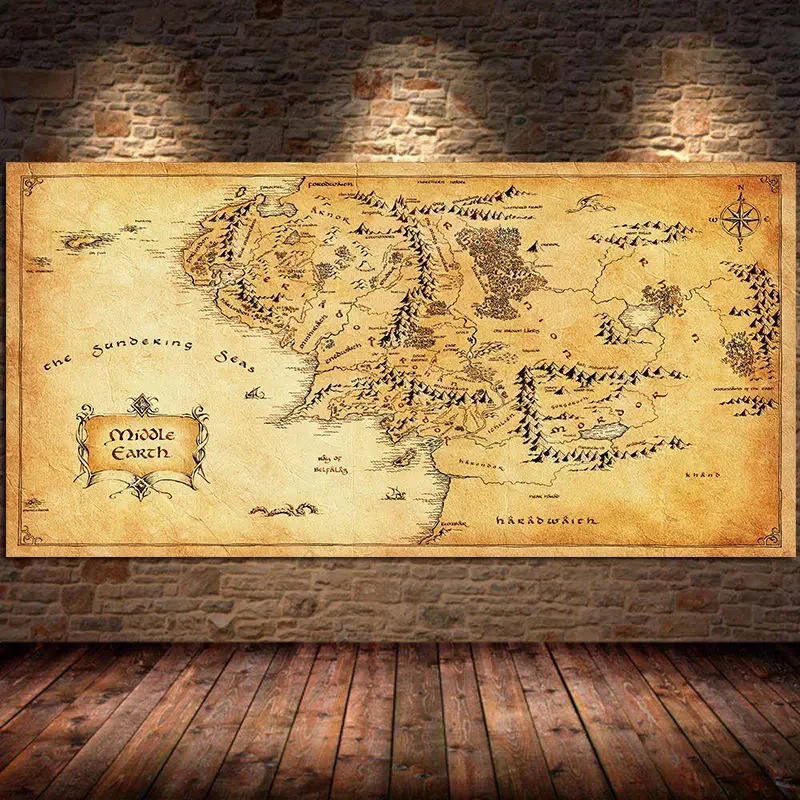 Movie Map Of Middle Earth Canvas Painting Posters