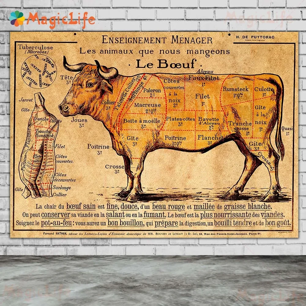 View Of Beef And Mutton Vintage Art Poster